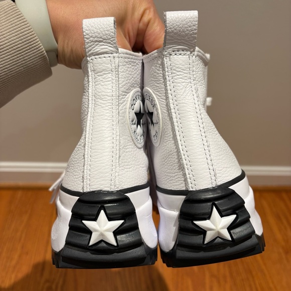 New Converse Run Star Hike Leather White Women's Platform Sneakers A04293C Sz 7 - Picture 9 of 12